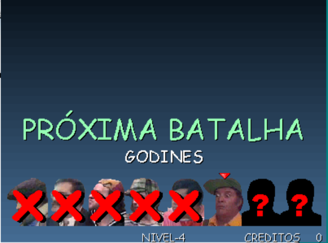 The screen is showing the enemies in the arcade mode, the next battle is godines
