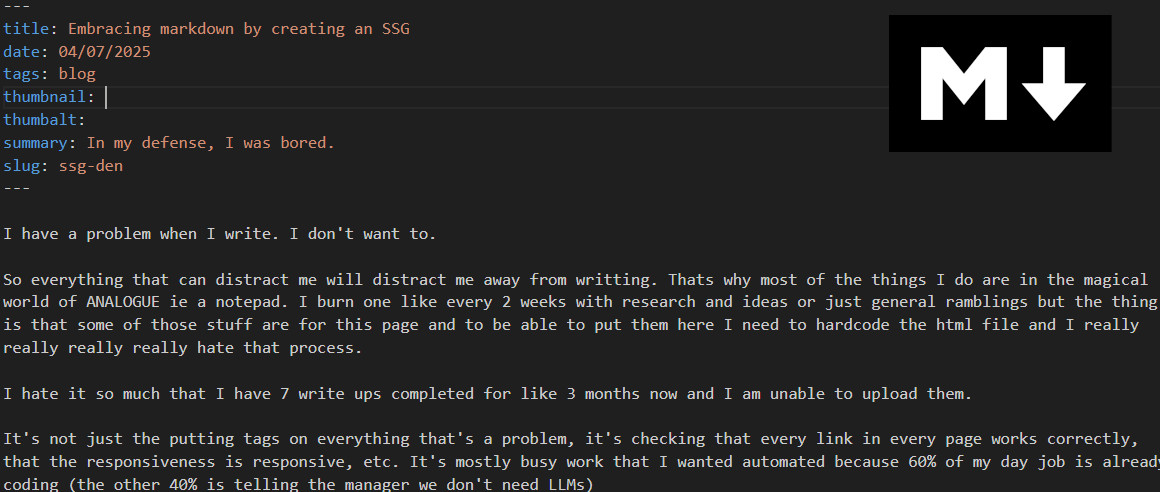 a screenshot of the markdown used to generate this page